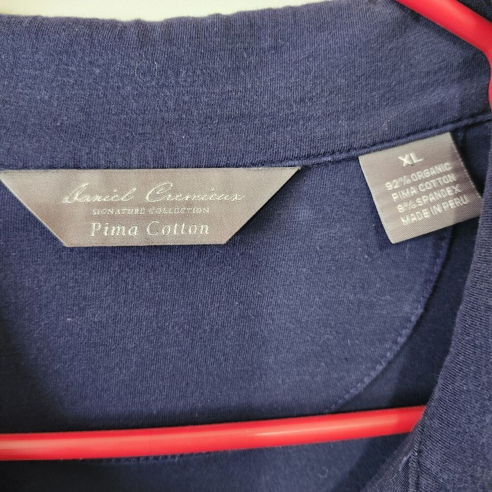 Daniel Cremieux Mens XL Long Sleeve Striped Polo Navy Light Blue Pima Cotton - Picture 3 of 10